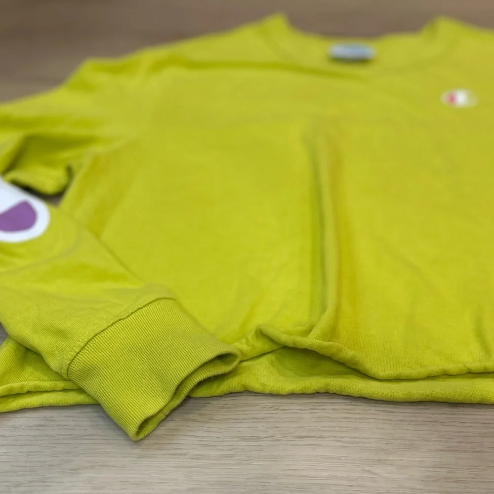 Champion Lime Green Logo Reworked Crop Top Large - Picture 2 of 7